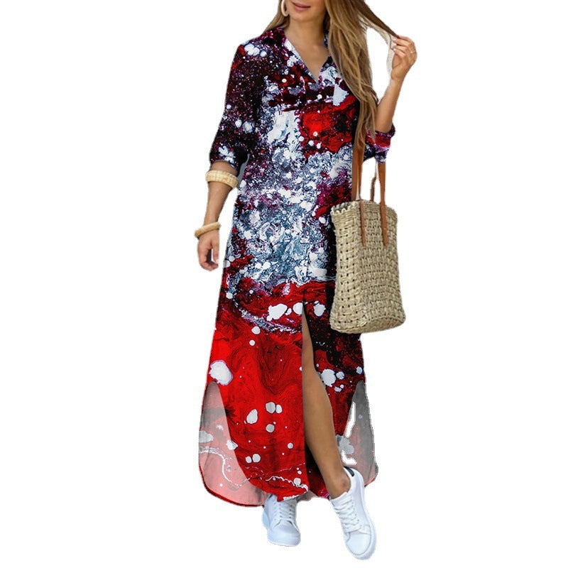 Robe Chemise Longue Imprimé Artistique