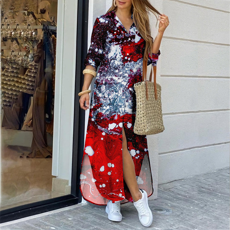 Robe Chemise Longue Imprimé Artistique