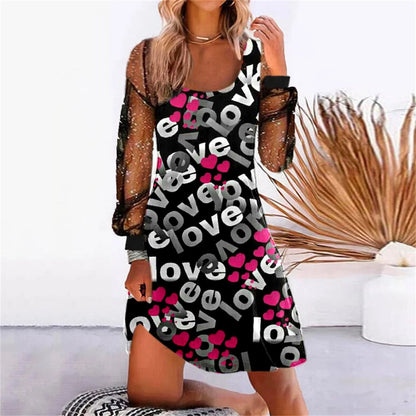 Robe Chic à Manches Transparentes - Motifs Variés