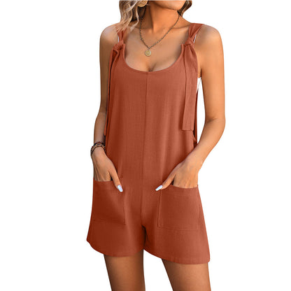 Combinaison-Short Confortable en Coton-Lin